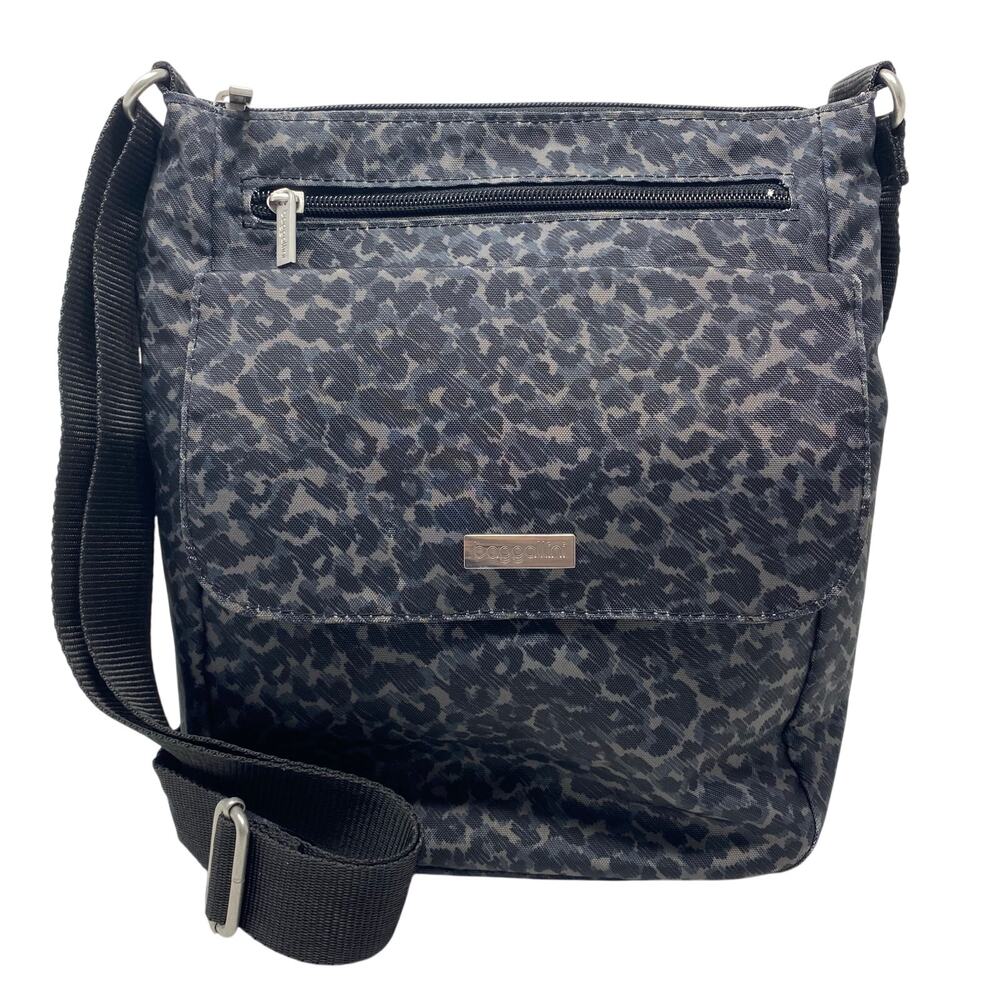 Baggalini Gray Cheetah Print Town Bagg Crossbody Bag